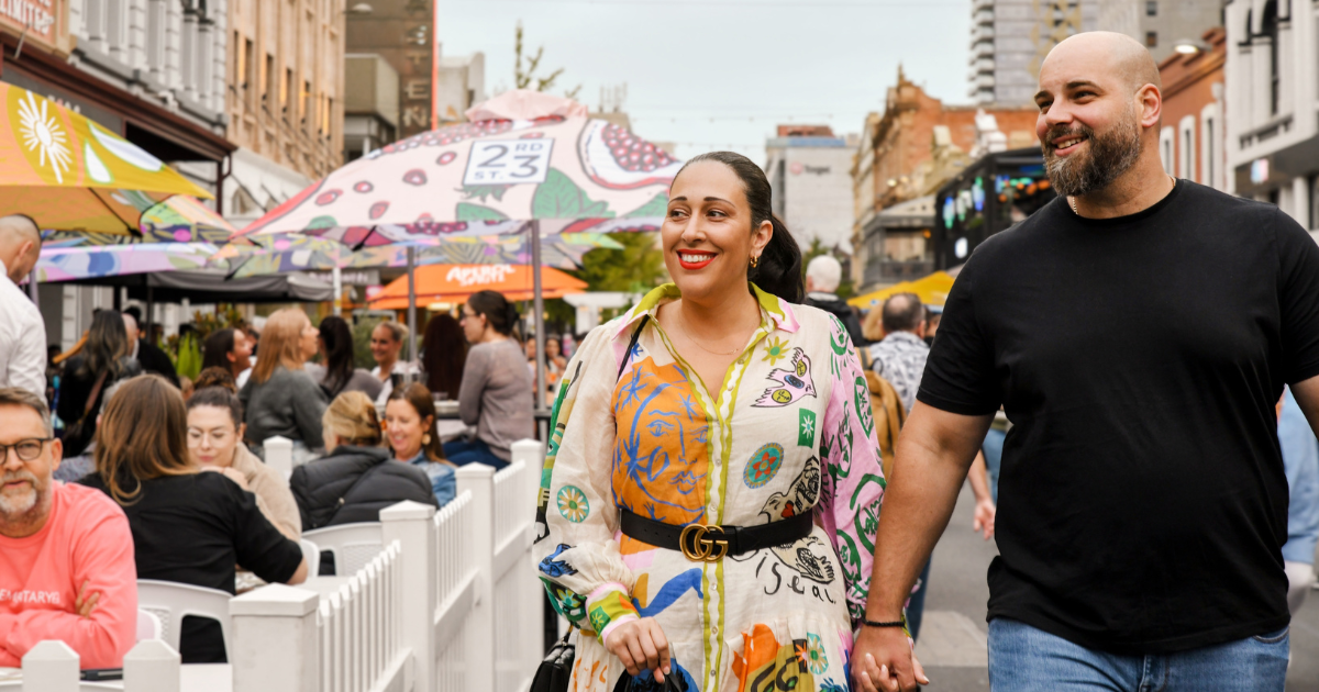 A couple walking down the East End