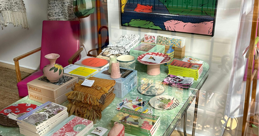 A table of crafts in a book store